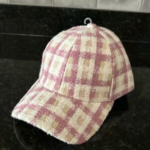 NWT Anthropologie Wyeth Pink Plaid Baseball Cap 4152350340229